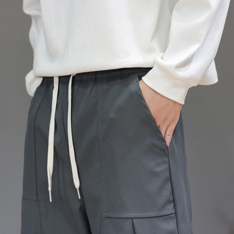 Pantaloni harem da uomo in cotone color puro con tasche , Buddha Stones Fall - image 19