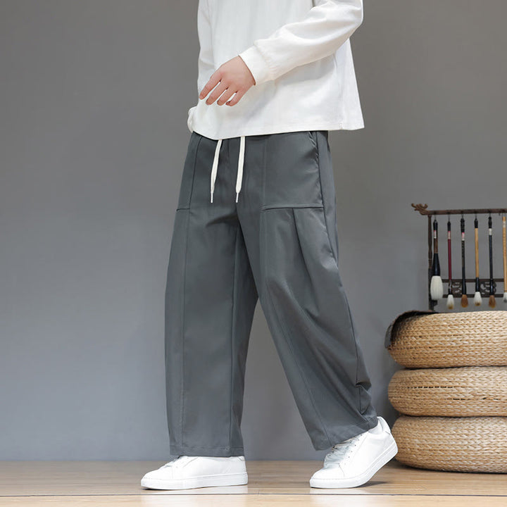 Pantaloni harem da uomo in cotone color puro con tasche , Buddha Stones Fall - image 16