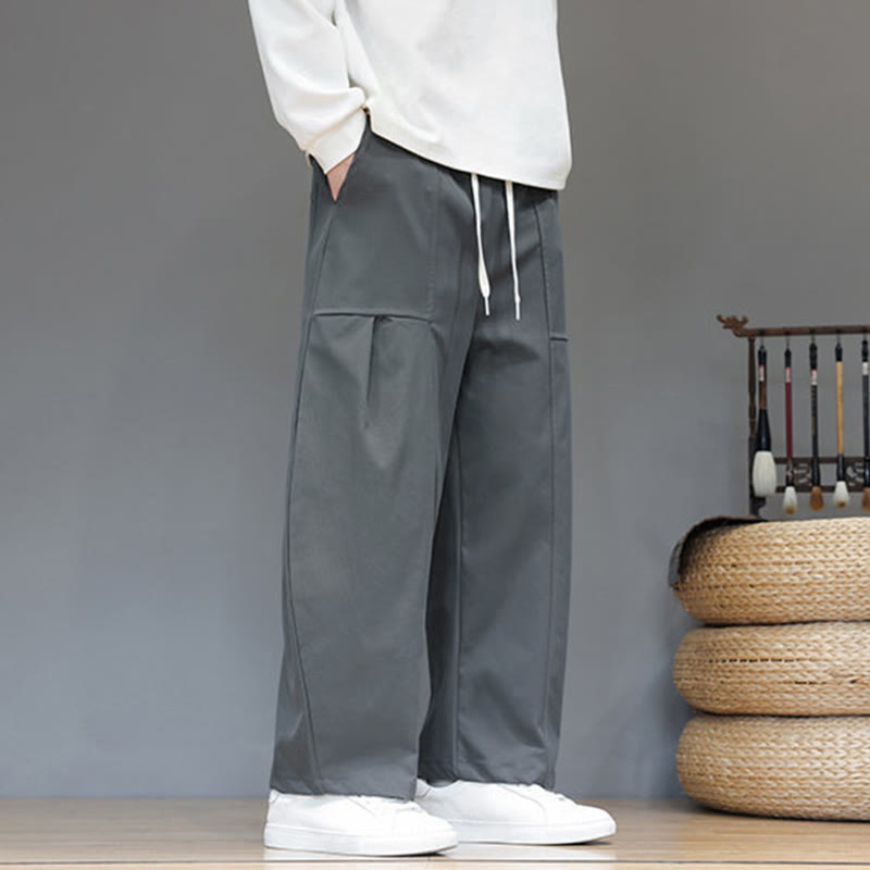 Pantaloni harem da uomo in cotone color puro con tasche , Buddha Stones Fall - image 12