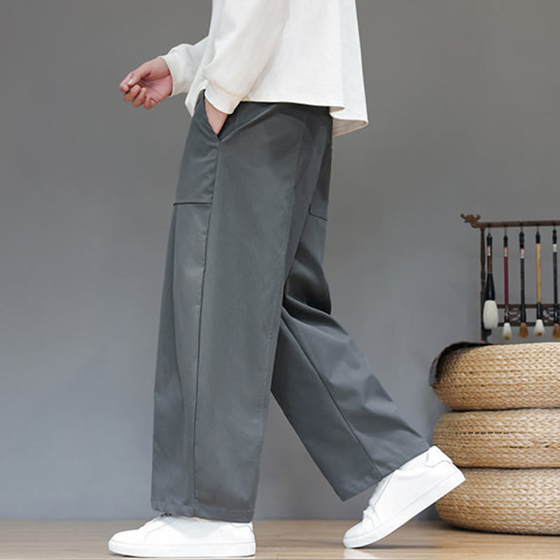 Pantaloni harem da uomo in cotone color puro con tasche , Buddha Stones Fall - image 15