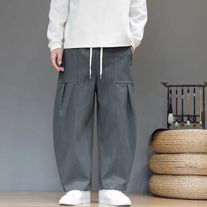 Pantaloni harem da uomo in cotone color puro con tasche , Buddha Stones Fall - Grigio - US/UK/AU46, EU56 (5XL) - image 9