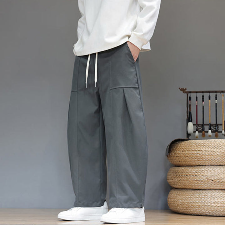 Pantaloni harem da uomo in cotone color puro con tasche , Buddha Stones Fall - image 11