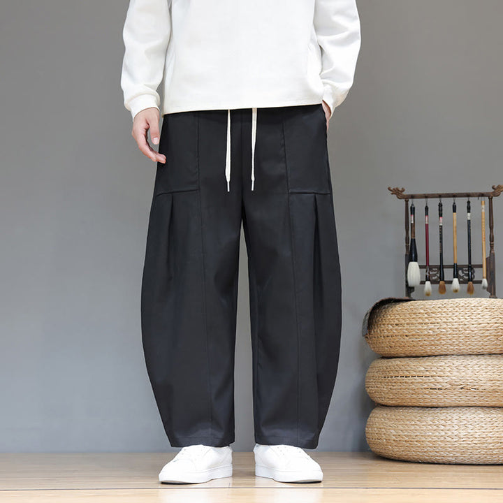 Pantaloni harem da uomo in cotone color puro con tasche , Buddha Stones Fall - Nero - US/UK/AU46, EU56 (5XL) - image 22