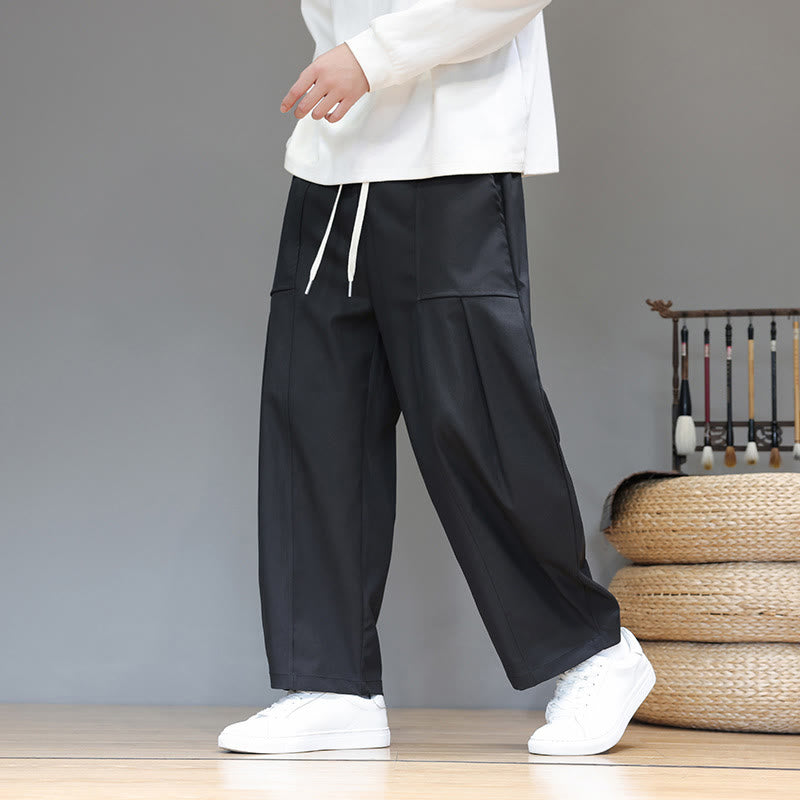 Pantaloni harem da uomo in cotone color puro con tasche , Buddha Stones Fall - image 23
