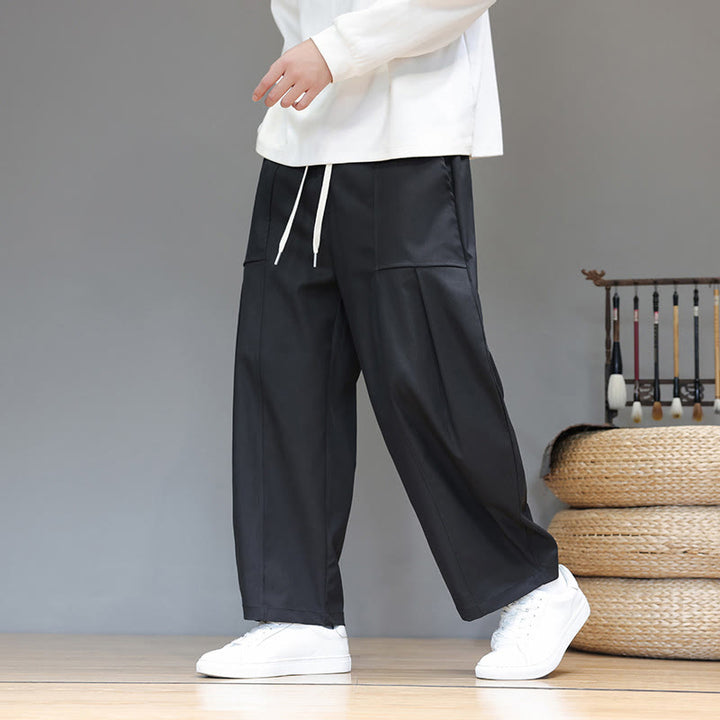 Pantaloni harem da uomo in cotone color puro con tasche , Buddha Stones Fall - image 23