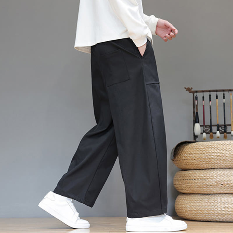 Pantaloni harem da uomo in cotone color puro con tasche , Buddha Stones Fall - image 28