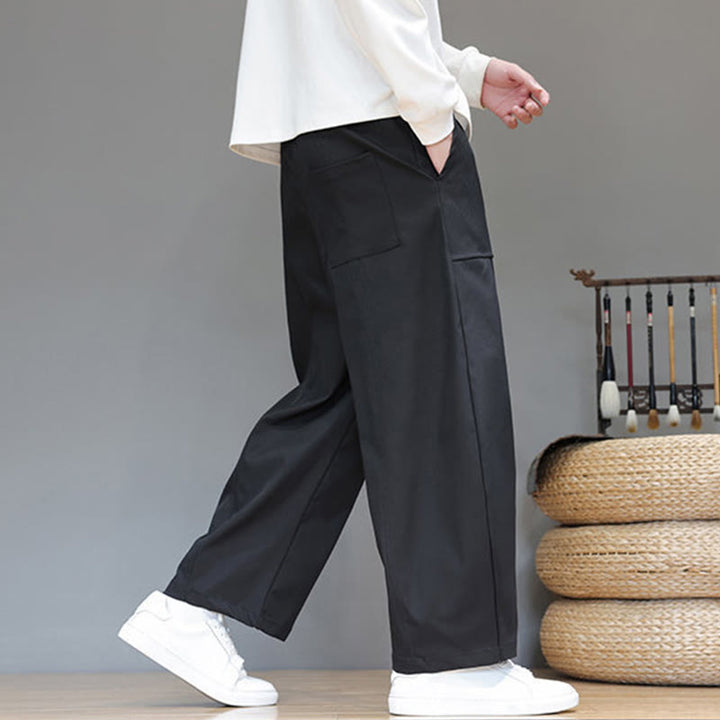 Pantaloni harem da uomo in cotone color puro con tasche , Buddha Stones Fall - image 28