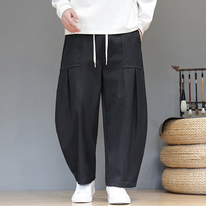 Pantaloni harem da uomo in cotone color puro con tasche , Buddha Stones Fall - image 27