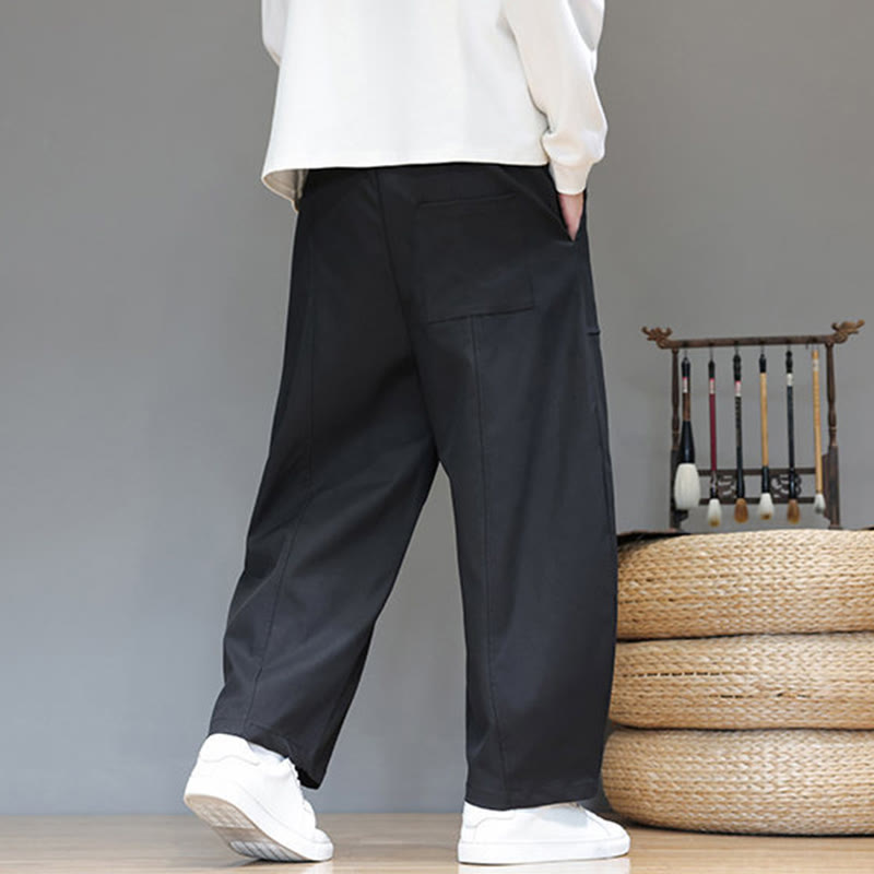 Pantaloni harem da uomo in cotone color puro con tasche , Buddha Stones Fall - image 25