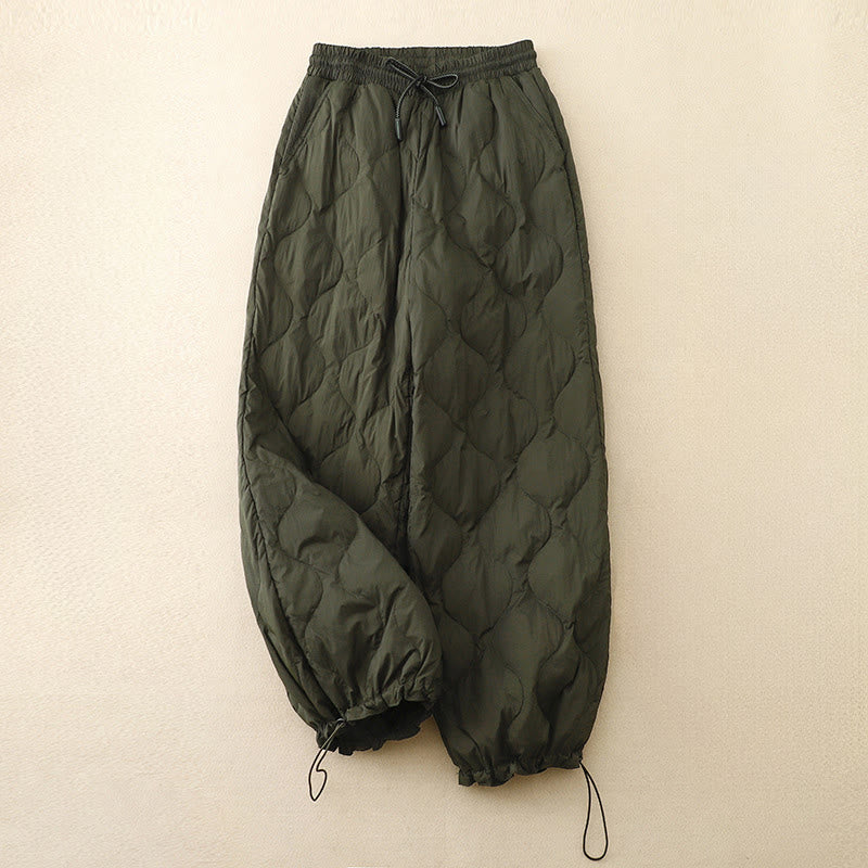 Pantaloni da donna caldi con tasche e linee curve invernali Buddha Stones alla caviglia - Verde oliva scuro - US8-10, UK/AU12-14, EU40-42 (2XL) - image 13