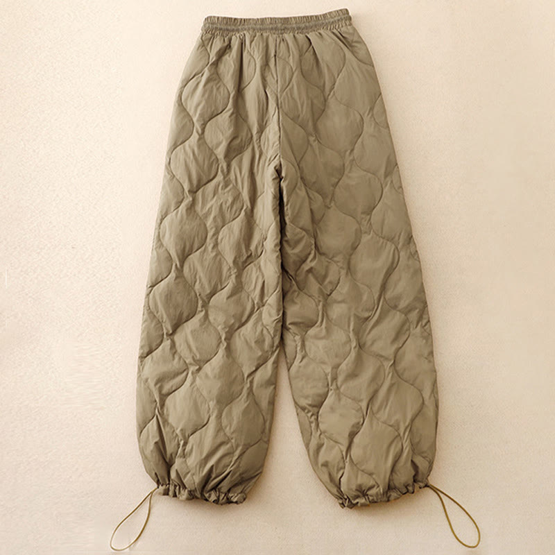 Pantaloni da donna caldi con tasche e linee curve invernali Buddha Stones alla caviglia - image 1
