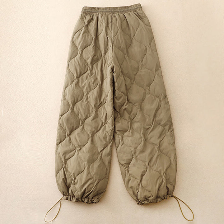 Pantaloni da donna caldi con tasche e linee curve invernali Buddha Stones alla caviglia - image 1