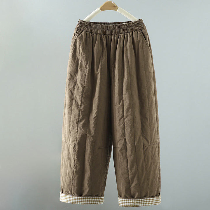 Pantaloni harem da donna in cotone con tasche, linee dritte e strisce, Buddha Stones - Tan - US8-10, UK/AU12-14, EU40-42 (2XL) - image 0