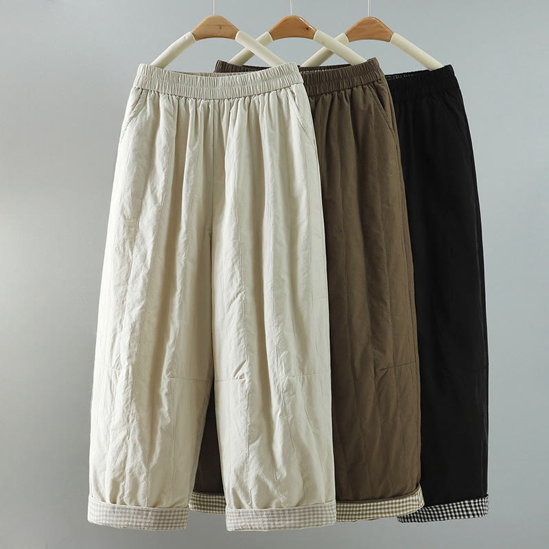 Pantaloni harem da donna con tasche, foderati in pile di cotone, linee dritte e strisce, con Buddha Stones - image 22