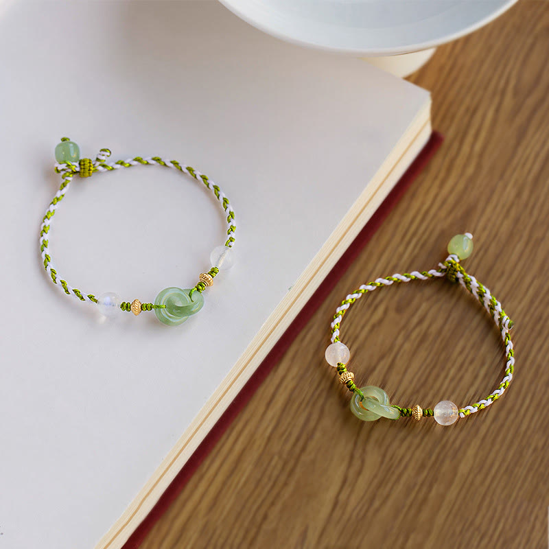 Braccialetto con fibbia della pace, amore, calma e corda intrecciata Buddha Stones - image 1