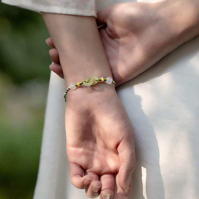 Braccialetto con fibbia della pace, amore, calma e corda intrecciata Buddha Stones - image 2