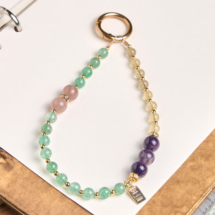 Buddha Stones, quarzo citrino, verde fragola, ciondolo della regina, portachiavi calmo, decorazione da appendere al telefono - Quarzo Fragola Verde (Amore ♥ Gratitudine) - image 0