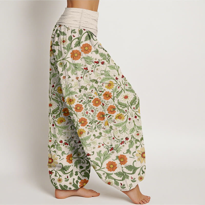 Pantaloni harem da donna con elastico in vita, in puro cotone, con fiori colorati Buddha Stones - image 7