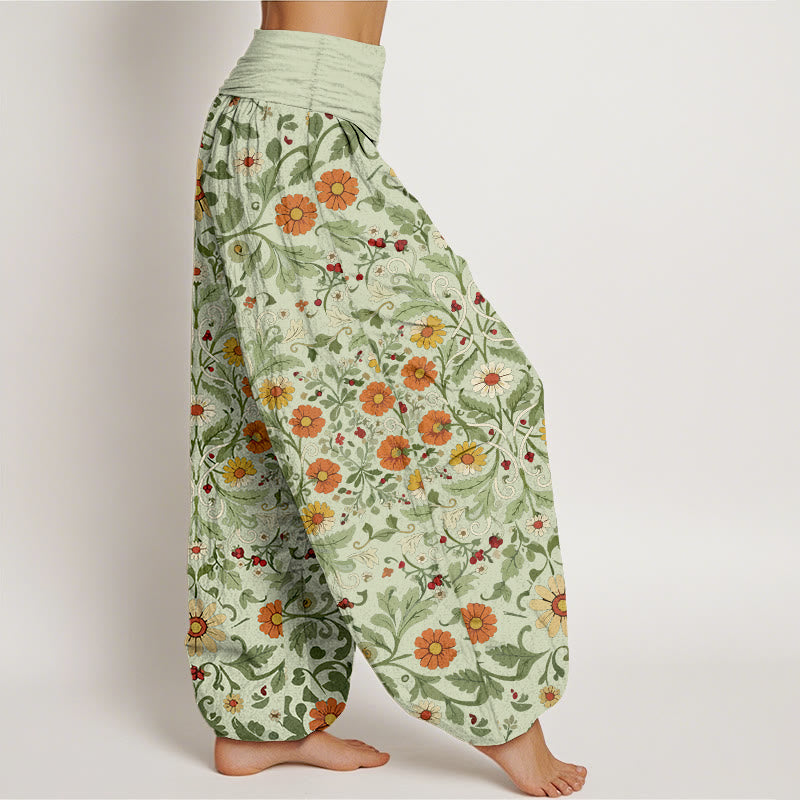 Pantaloni harem da donna con elastico in vita, in puro cotone, con fiori colorati Buddha Stones - image 10