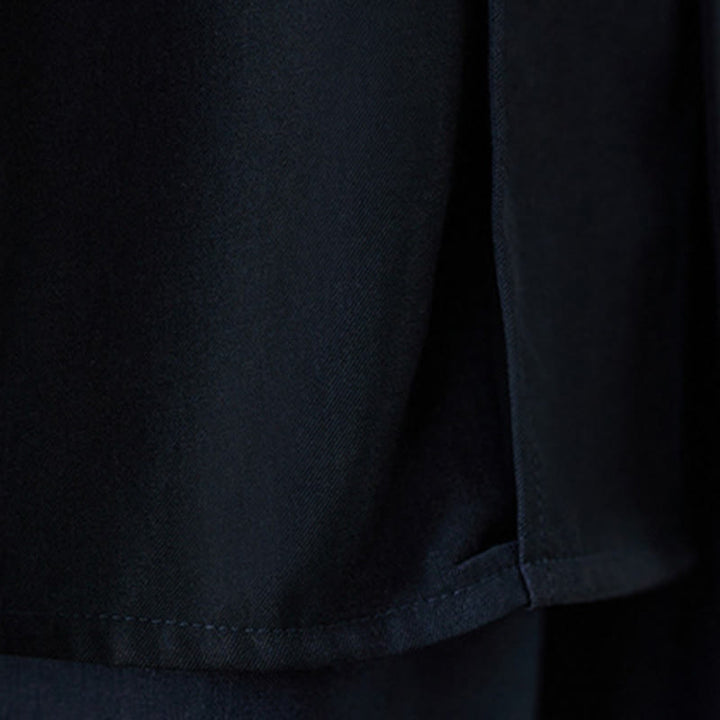 Camicia da donna in cotone a maniche lunghe con risvolto e bottoni a rana, tinta unita, Buddha Stones, nera - image 9