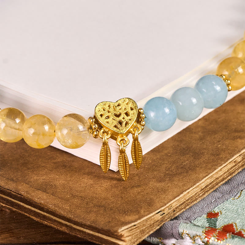 Buddha Stones, calcedonio blu, citrino, design a forma di cuore, portachiavi energetico, decorazione da appendere al telefono - image 1
