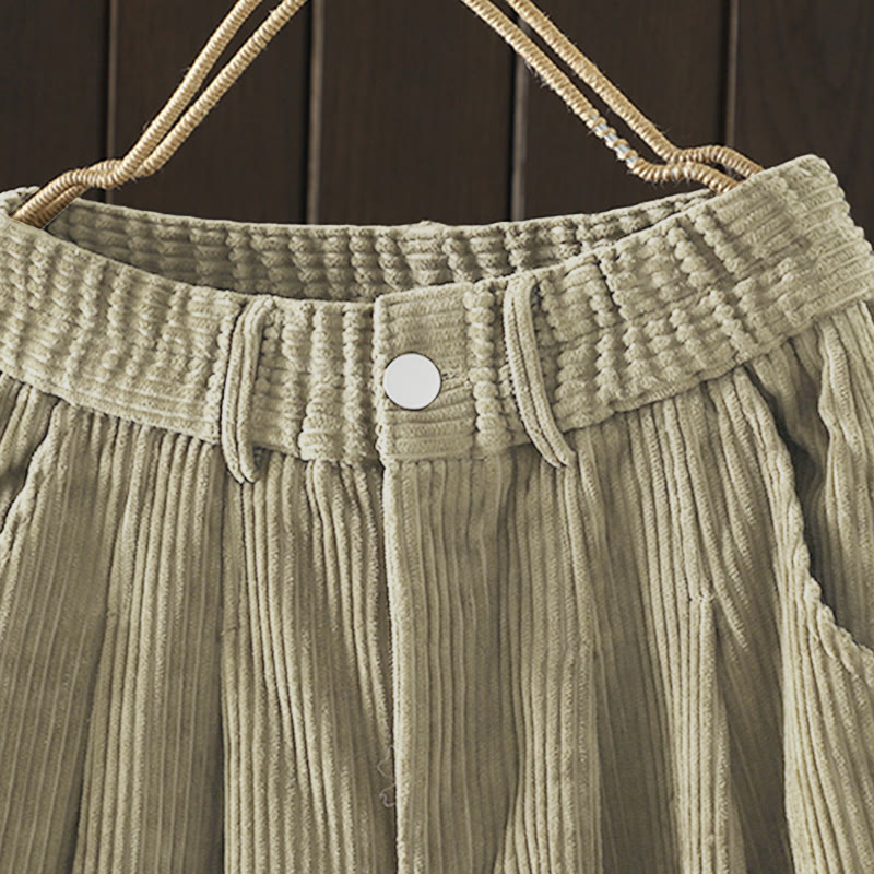 Pantaloni harem invernali da donna in velluto a coste di cotone con vita alta e fodera in pile, con tasche , Buddha Stones - image 20