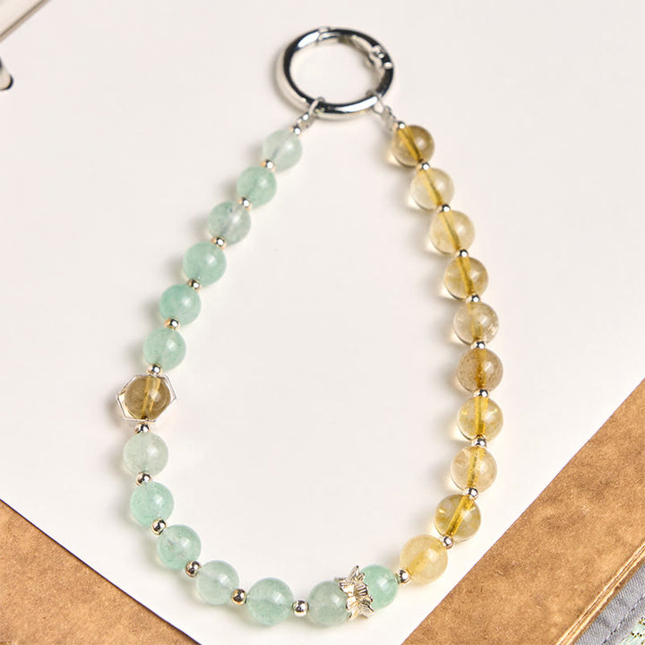 Buddha Stones, quarzo citrino verde fragola, perline, portachiavi lenitivo, decorazione da appendere al telefono - Quarzo Fragola Verde (Amore ♥ Gratitudine) - image 0