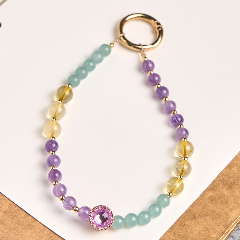 Buddha Stones, ametista, avventurina verde, portachiavi per consapevolezza spirituale, decorazione da appendere al telefono - Ametista (Meditazione ♥ Equilibrio) - image 0