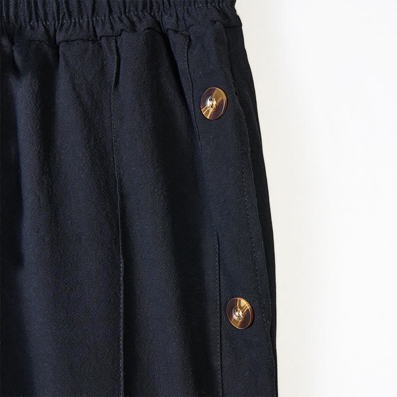 Pantaloni da uomo in cotone con tasche e bottoni laterali in tinta unita con Buddha Stones - image 6