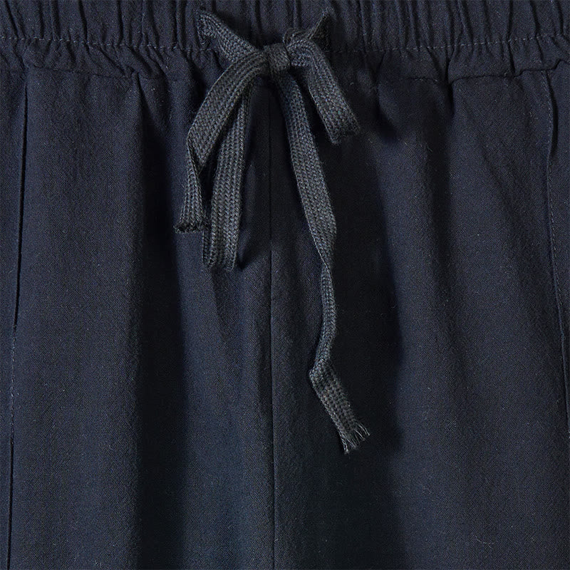 Pantaloni da uomo in cotone con tasche e bottoni laterali in tinta unita con Buddha Stones - image 5