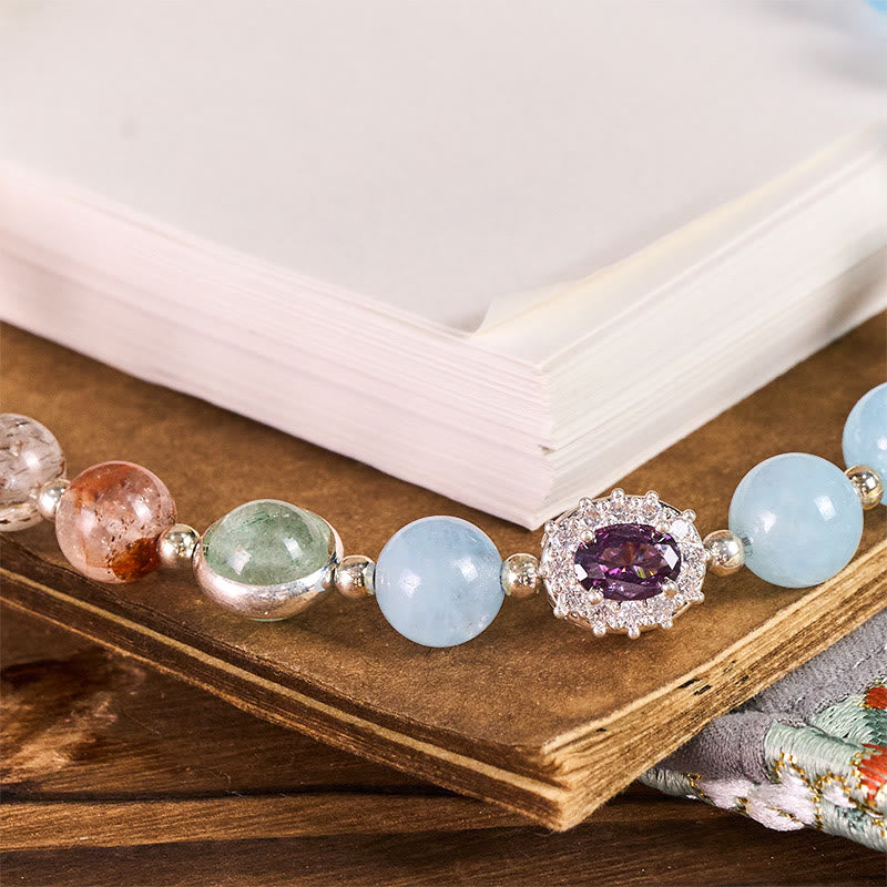 Buddha Stones da 8 mm, calcedonio blu, super sette cristalli energetici, portachiavi, decorazione da appendere al telefono - image 1