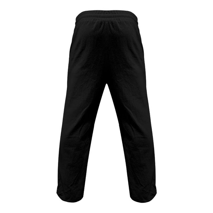 Pantaloni da uomo in cotone casual con bottoni in tinta unita e tasche Buddha Stones - image 6
