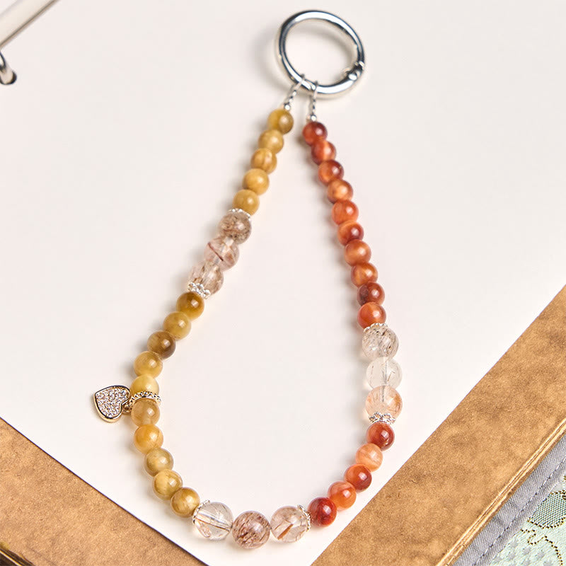 Buddha Stones Occhio di tigre dorato Occhio di tigre rosso Cuore Ciondolo Forza Portachiavi Decorazione da appendere al telefono - Occhio di tigre (Protezione ♥ Coraggio) - image 0