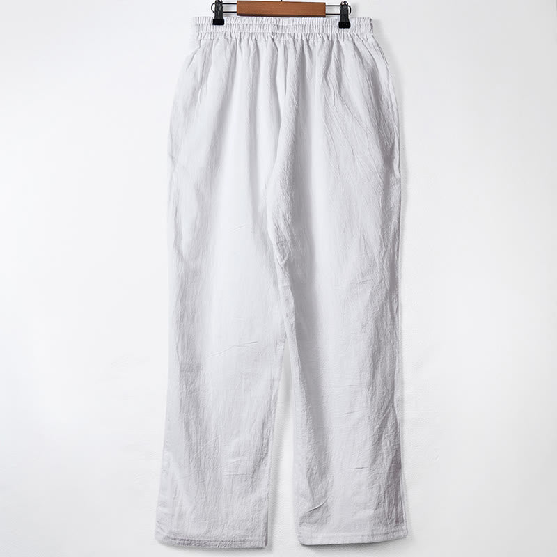 Pantaloni da uomo in cotone con tasche, coulisse e bottoni tinta unita con Buddha Stones - image 10