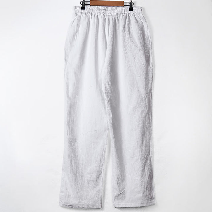 Pantaloni da uomo in cotone con tasche, coulisse e bottoni tinta unita con Buddha Stones - image 10