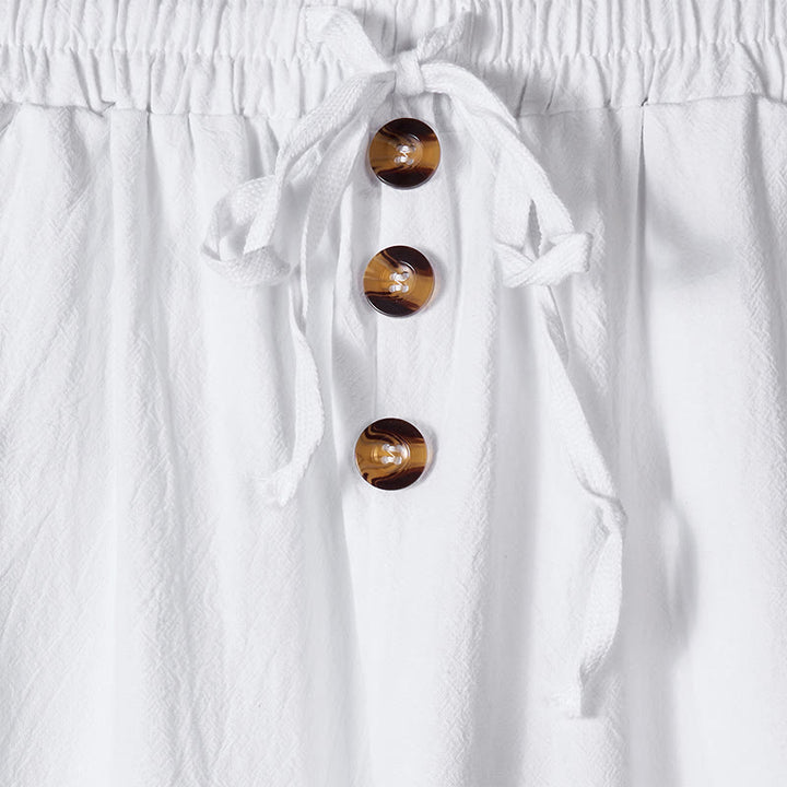 Pantaloni da uomo in cotone con tasche, coulisse e bottoni tinta unita con Buddha Stones - image 9