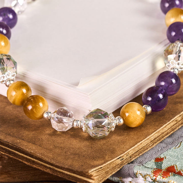 Portachiavi con Buddha Stones, ametista, occhio di tigre dorato, decorazione da appendere al telefono - image 1