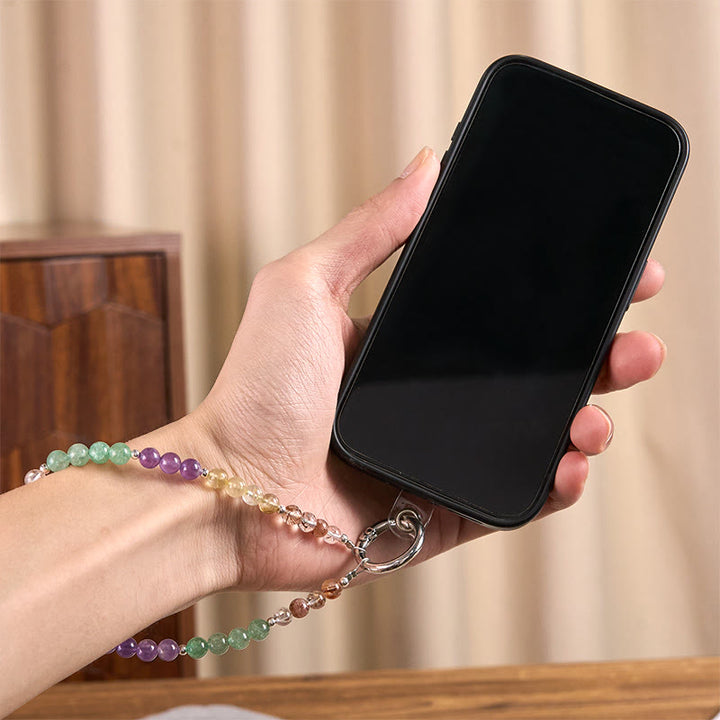 Portachiavi con ciondolo a forma Buddha Stones Fu Character Super Seven Crystal Growth, decorazione da appendere al telefono - image 4