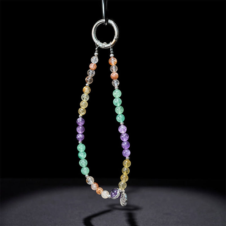 Portachiavi con ciondolo a forma Buddha Stones Fu Character Super Seven Crystal Growth, decorazione da appendere al telefono - image 3