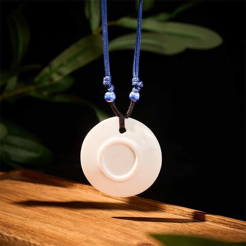 Buddha Stones con ciondolo dell'illuminazione in ceramica con simbolo di loto, simbolo etnico di peonia e fiori di pesco. - image 20