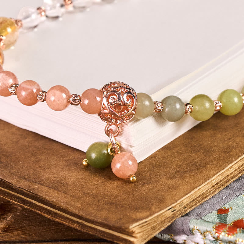 Buddha Stones, perline di cristallo bianco e giada ciano, portachiavi, decorazione da appendere al telefono - image 1