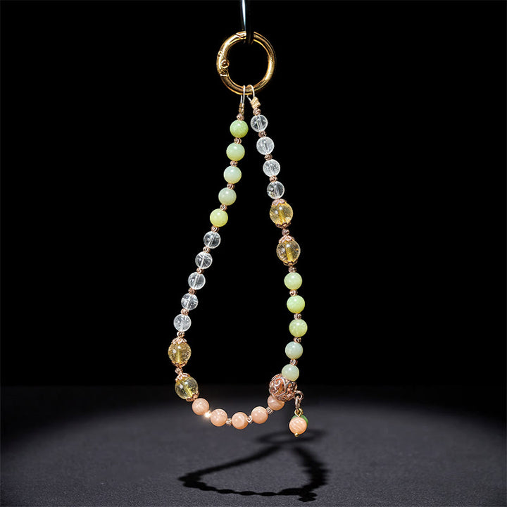 Buddha Stones, perline di cristallo bianco e giada ciano, portachiavi, decorazione da appendere al telefono - image 3