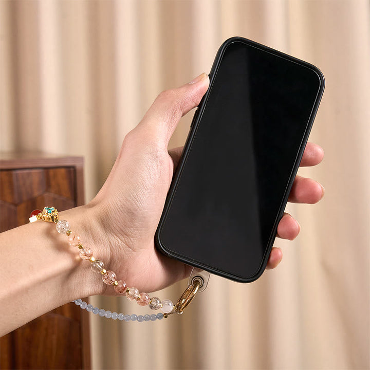 Portachiavi con perline di calcedonio blu, cristallo Buddha Stones , decorazione da appendere al telefono - image 4