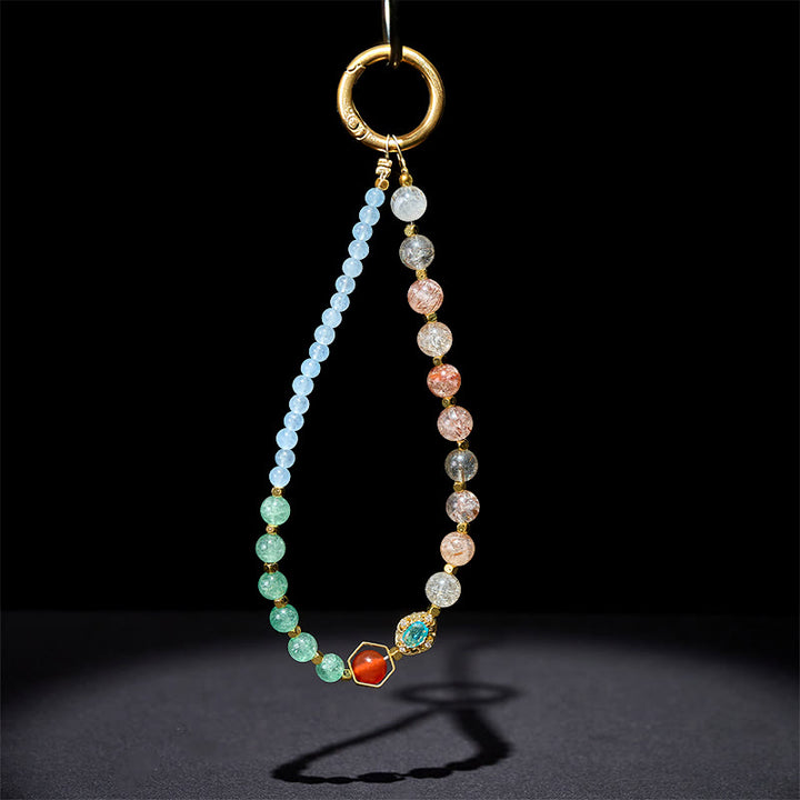 Portachiavi con perline di calcedonio blu, cristallo Buddha Stones , decorazione da appendere al telefono - image 3