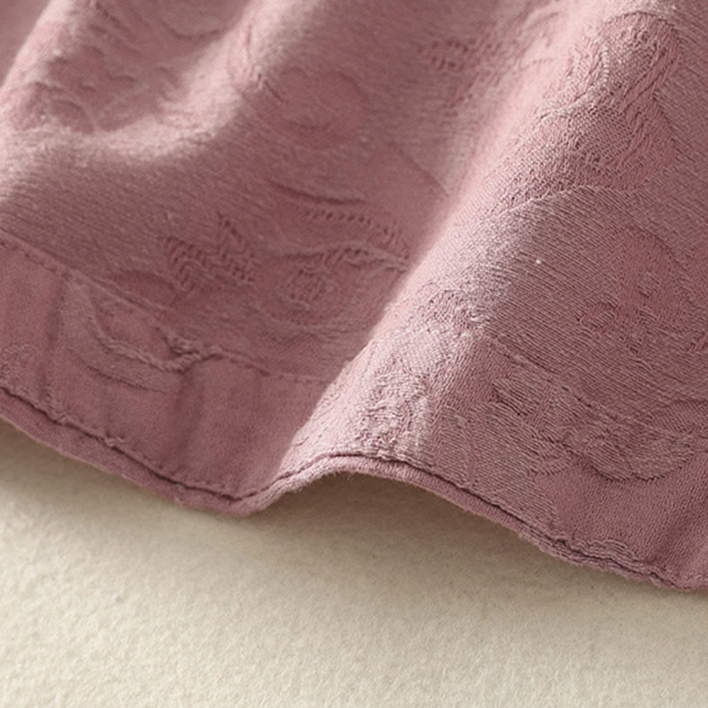 Camicia da donna in cotone e lino con bottoni, manica lunga, in jacquard con bottoni diagonali Buddha Stones - image 18