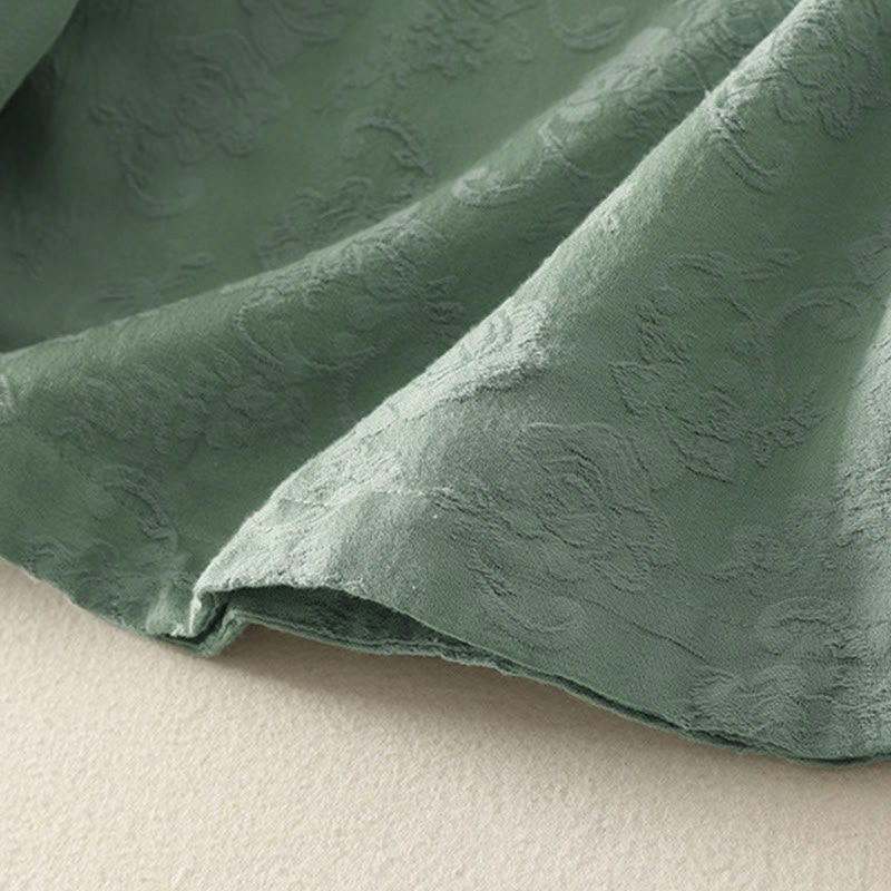 Camicia da donna in cotone e lino con bottoni, manica lunga, in jacquard con bottoni diagonali Buddha Stones - image 10