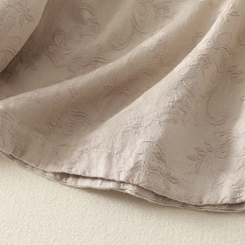 Camicia da donna in cotone e lino con bottoni, manica lunga, in jacquard con bottoni diagonali Buddha Stones - image 5