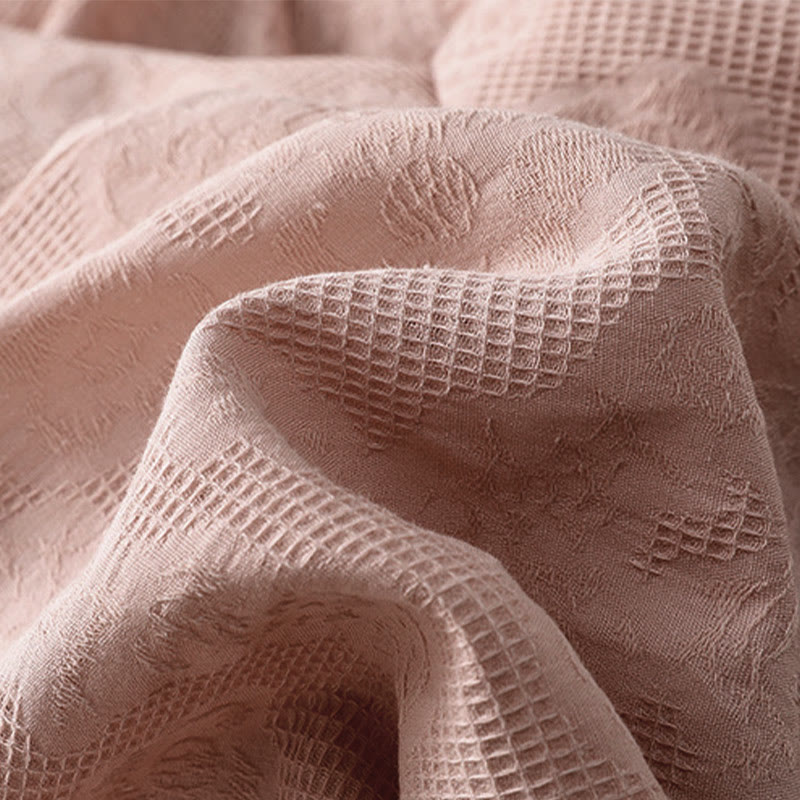 Camicia da donna in cotone a maniche lunghe con motivo a pieghe e orlo irregolare in jacquard Buddha Stones - image 20