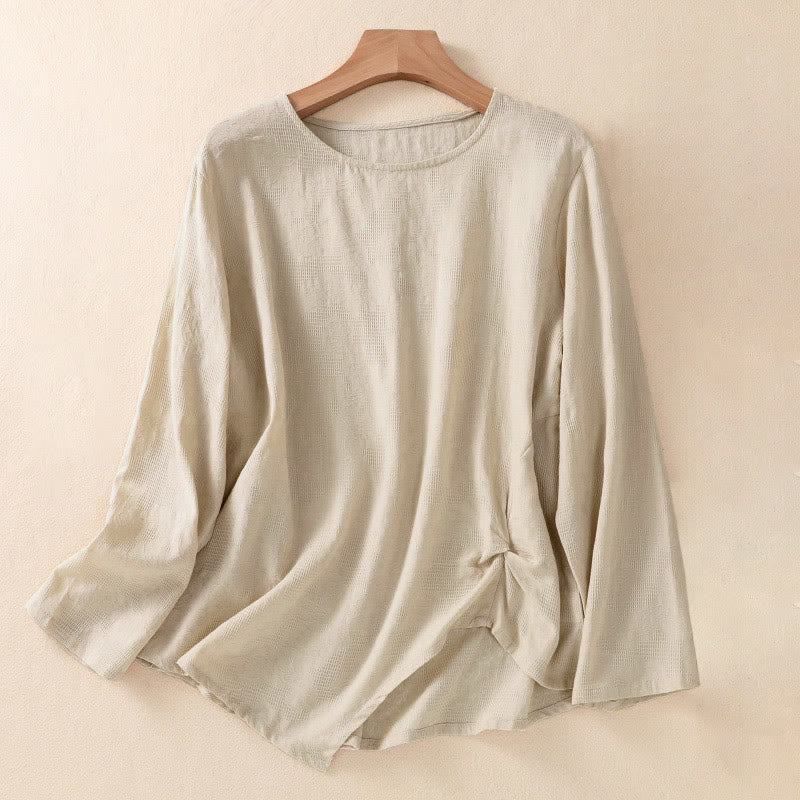 Camicia da donna in cotone a maniche lunghe con motivo a pieghe e orlo irregolare in jacquard Buddha Stones - Biancheria - US8-10, UK/AU12-14, EU40-42 (2XL) - image 25