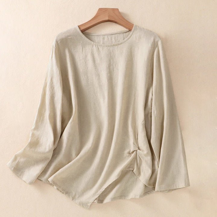 Camicia da donna in cotone a maniche lunghe con motivo a pieghe e orlo irregolare in jacquard Buddha Stones - Biancheria - US8-10, UK/AU12-14, EU40-42 (2XL) - image 25